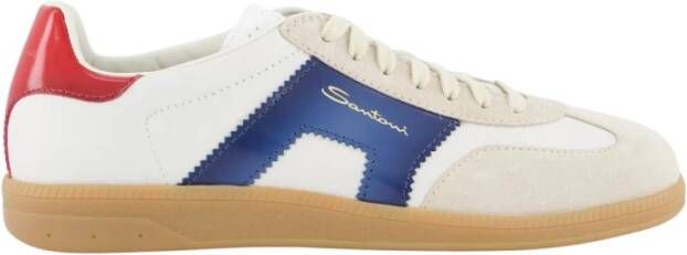 Santoni Olympisch Wit Blauw Heren Sneakers