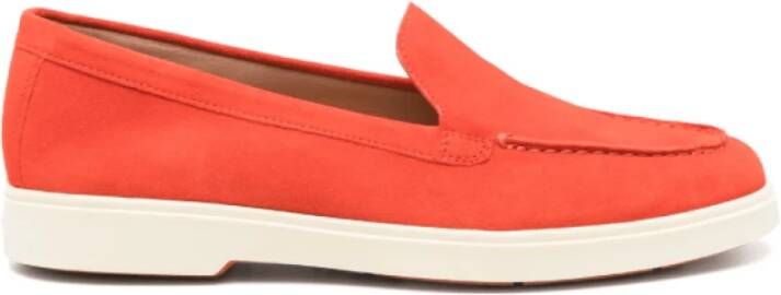Santoni Oranje Suède Loafers met Platte Rubberen Zool