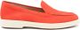 Santoni Oranje Suède Loafers met Platte Rubberen Zool - Thumbnail 1