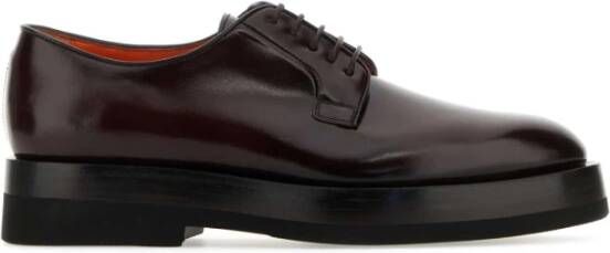 Santoni Paarse leren veterschoenen Brown Heren