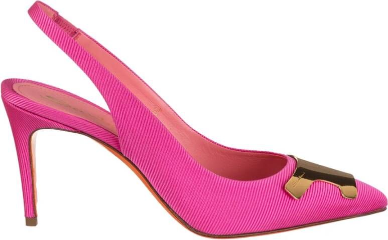 Santoni Elegante Grosgrain Slingback Pumps Paars Dames