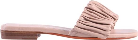 Santoni Roze Leren Gerimpelde Sandalen