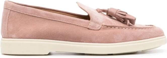 Santoni Roze Suède Mocassin met Kwastjes Pink Dames