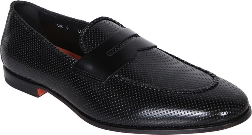 Santoni Glanzende zwarte leren instapper Black Heren - Foto 2
