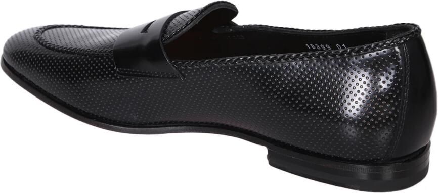 Santoni Glanzende zwarte leren instapper Black Heren - Foto 3