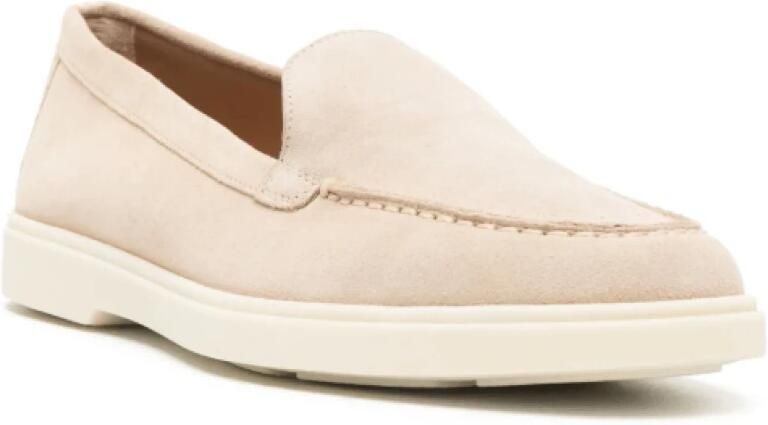 Santoni Beige Suède Ronde Neus Loafers