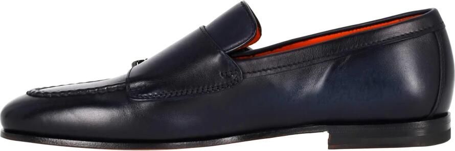 Santoni Middernachtblauwe Leren Monniksband Schoenen