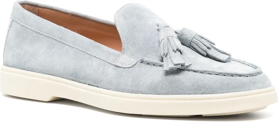 Santoni Blauwe Leren Loafers Casual Flats Blue Dames - Foto 3