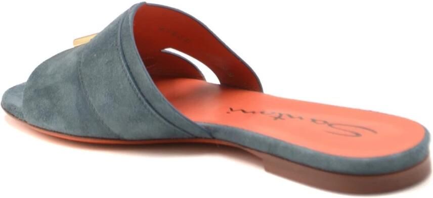 Santoni Blauwe platte sandalen