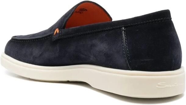 Santoni Blauwe Suède Platte Schoenen met Handtekeningstijl Blue Heren - Foto 7