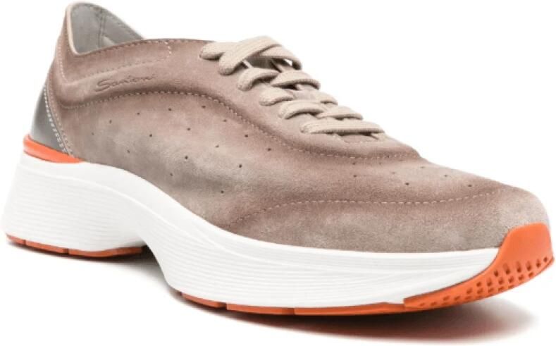 Santoni Bruine Bounce Sneakers met Geperforeerde Details