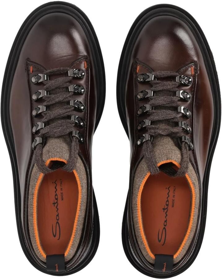 Santoni Bruine leren Alpine platte schoenen