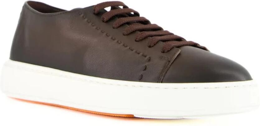 Santoni Bruine Leren Sneakers Clean Row - Foto 3