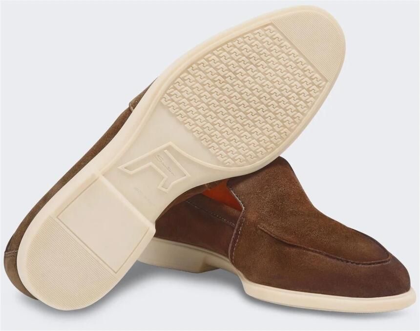 SANTONI Loafers Heren Malibu Maat: 7 5 Materiaal: Suède Kleur: Bruin