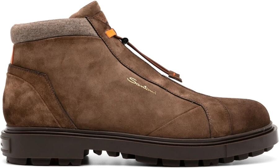 Santoni Bruine Suède Enkellaarzen