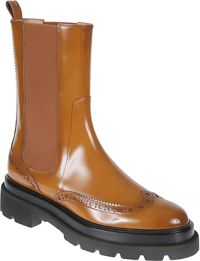Santoni Bruine Leren Laarzen Brown Dames - Foto 3