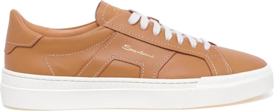 Santoni Leren sneaker voor heren Brown