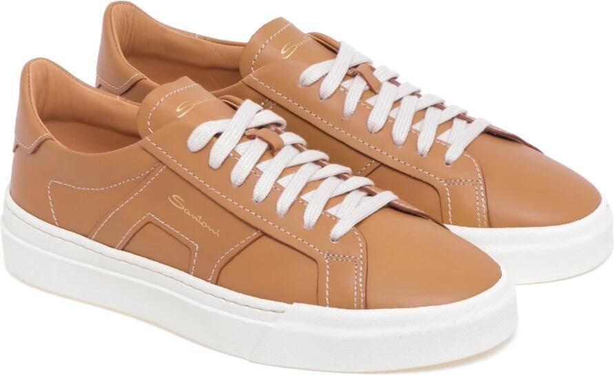Santoni Leren sneaker voor heren Brown - Foto 4