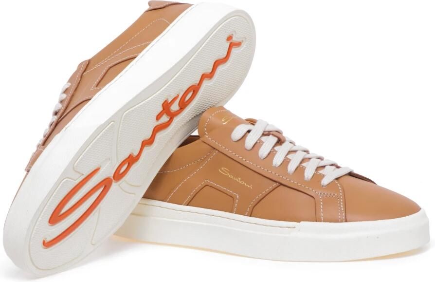 Santoni Leren sneaker voor heren Brown - Foto 3