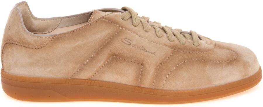 SANTONI Lage Sneakers Heren Oly Cube Suède Camel - Foto 9