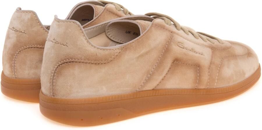 SANTONI Lage Sneakers Heren Oly Cube Suède Camel - Foto 7