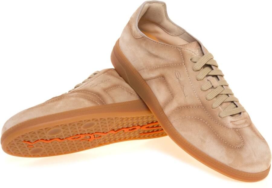 SANTONI Lage Sneakers Heren Oly Cube Suède Camel - Foto 5