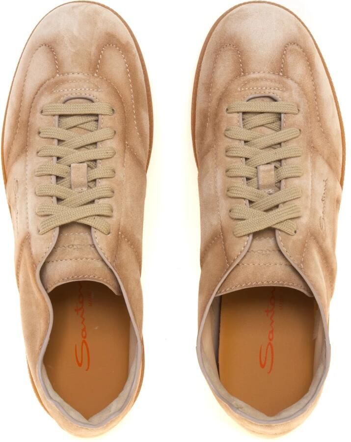 SANTONI Lage Sneakers Heren Oly Cube Suède Camel - Foto 3