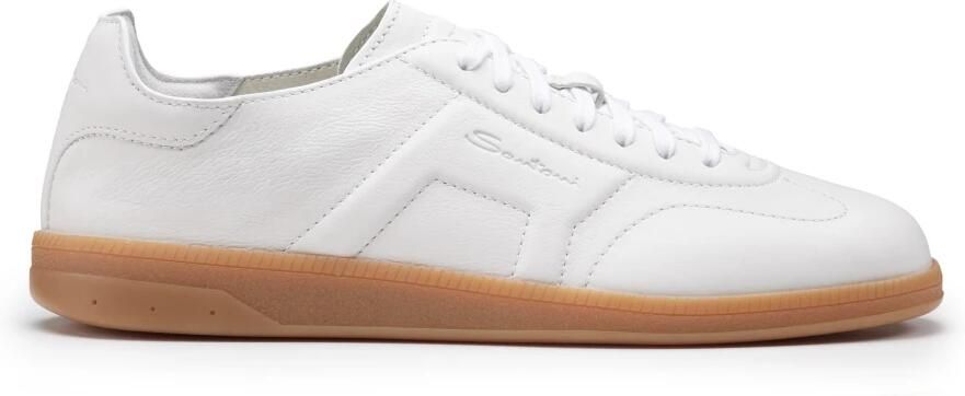 SANTONI Lage Sneakers Heren Oly Cube Leer Wit