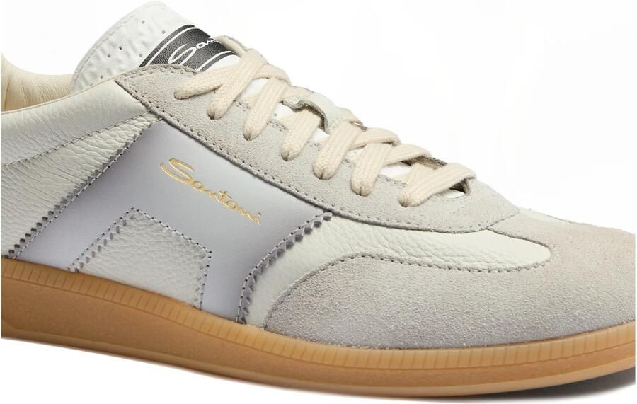 SANTONI Lage Sneakers Heren Dbs Olympic Maat: 10 Materiaal: Suède Kleur: Wit