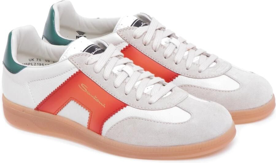 Santoni Witte Leren Lage Top Sneakers Multicolor Heren - Foto 4