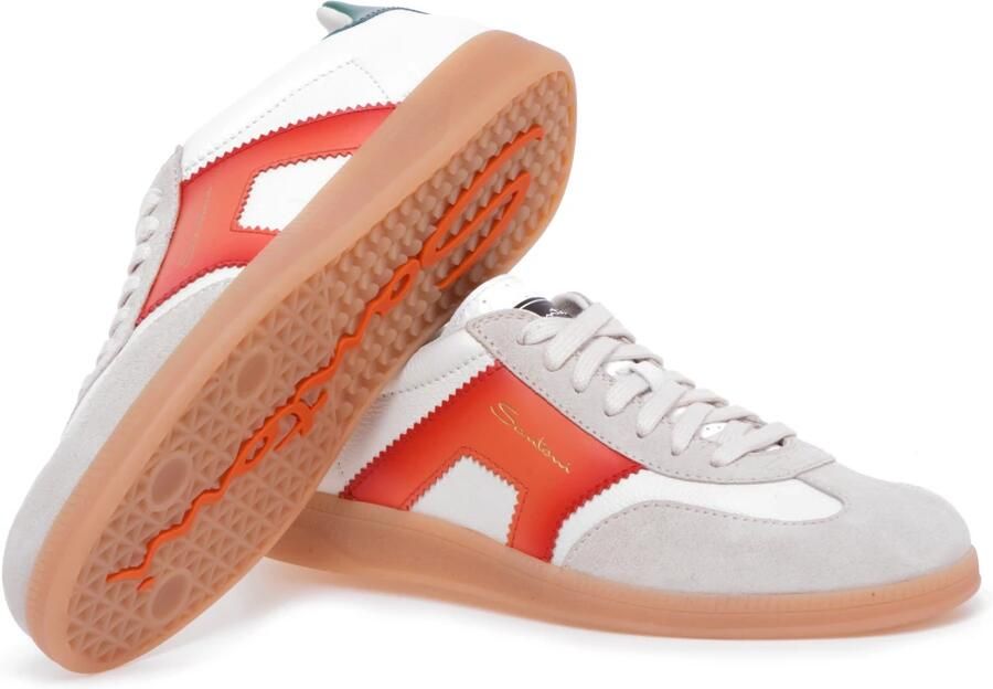 Santoni Witte Leren Lage Top Sneakers Multicolor Heren - Foto 3