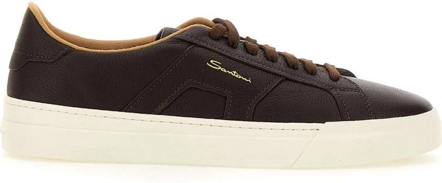 SANTONI Lage Sneakers Heren Grain Led Sneaker Maat: 43 Materiaal: Leer Kleur: Bruin - Foto 2