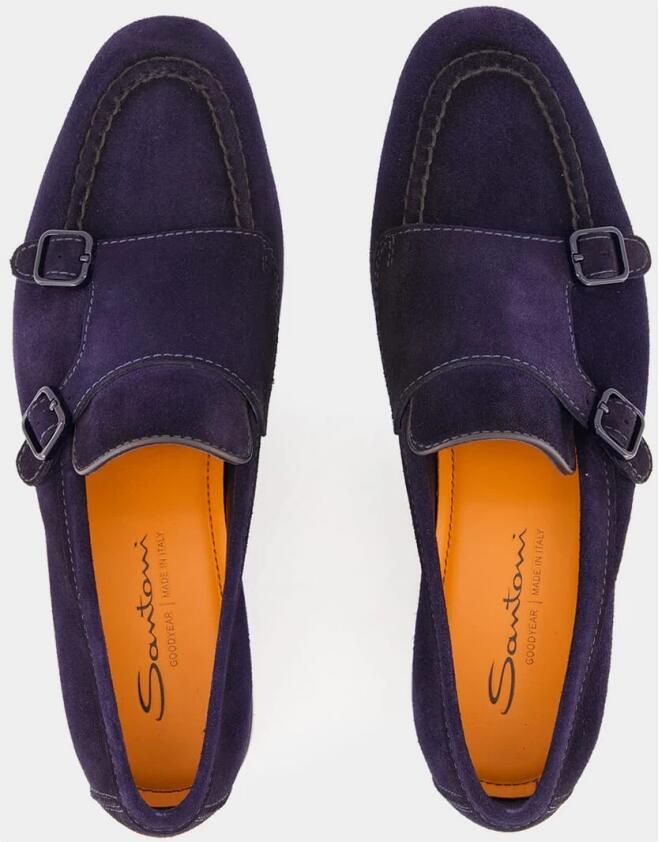 Santoni Donkerblauwe Suède Formele Loafers