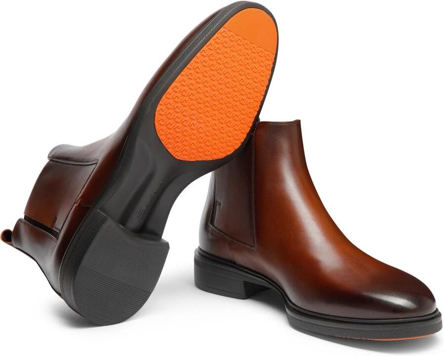 SANTONI Chelsea Boots Heren Led Chelsea Booty Leer Bruin - Foto 3