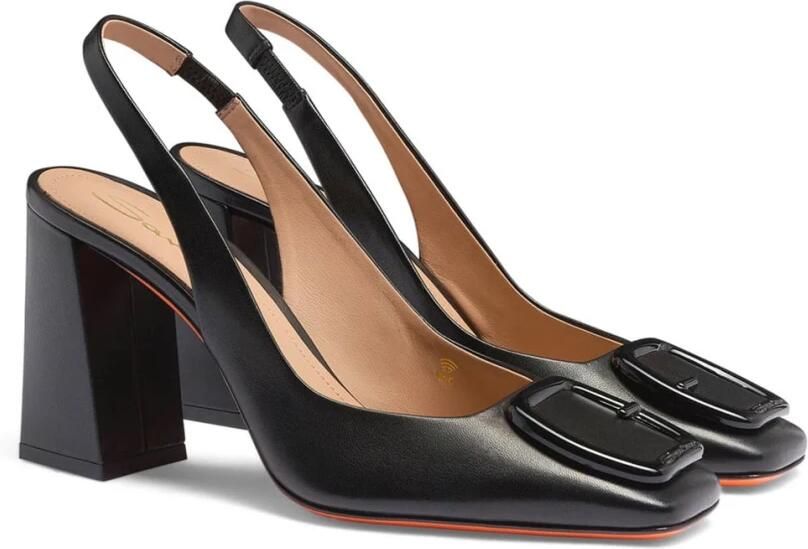 Santoni Zwarte Leren Peaches Pumps