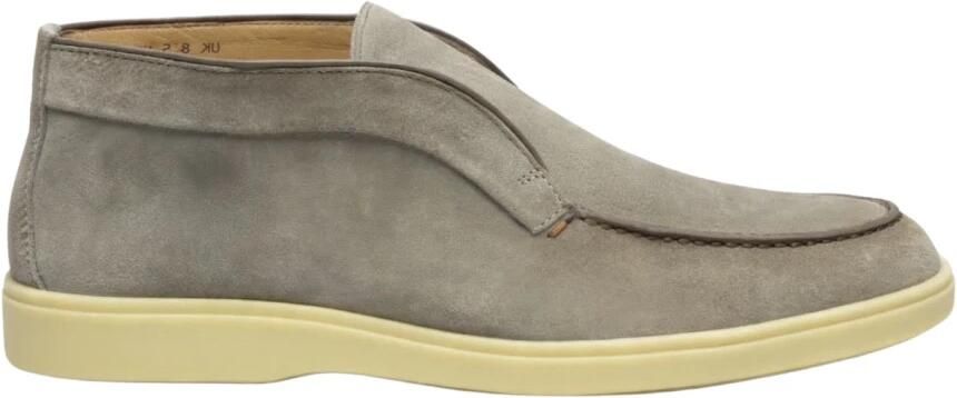 SANTONI Hoge Sneakers Heren Digits 5 Suède Beige
