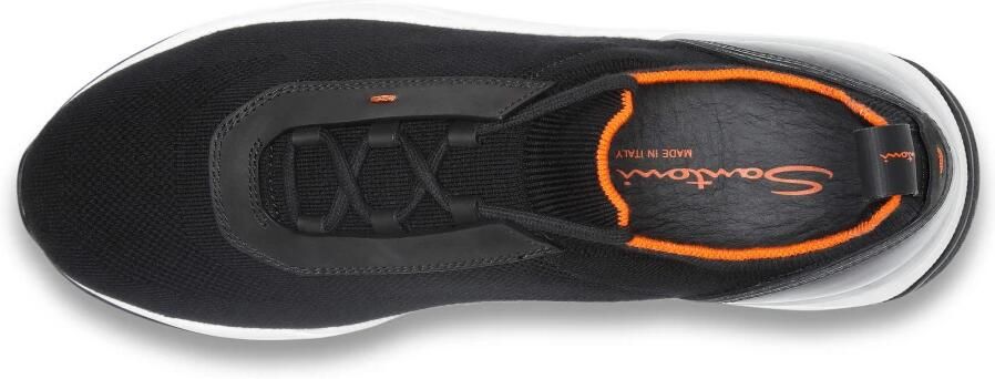 Santoni Zwarte Stretch Stof Lage Top Sneakers Black Heren - Foto 5