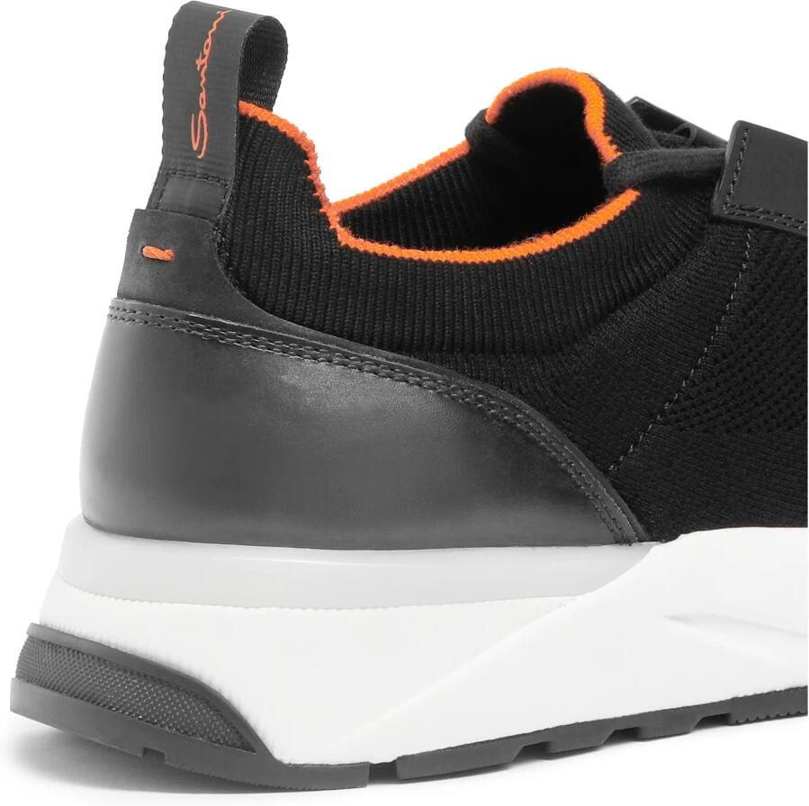 Santoni Zwarte Stretch Stof Lage Top Sneakers Black Heren - Foto 2