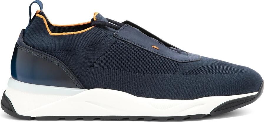 SANTONI Lage Sneakers Heren Flin Textiel Blauw
