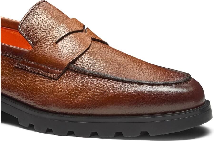 Santoni Gekreukt Leren Penny Loafer - Foto 3