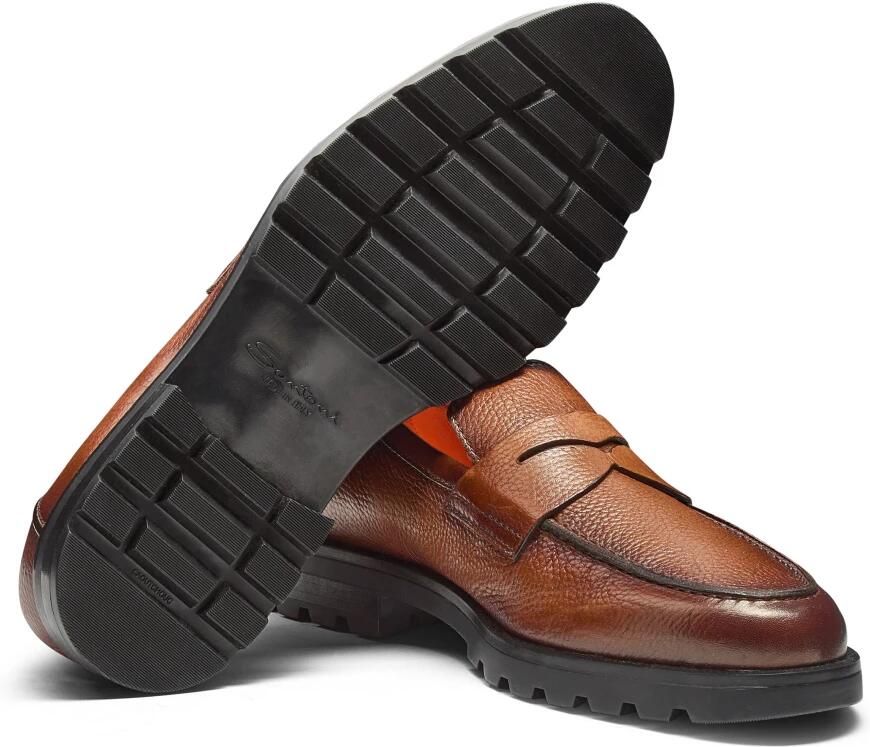 Santoni Gekreukt Leren Penny Loafer - Foto 2