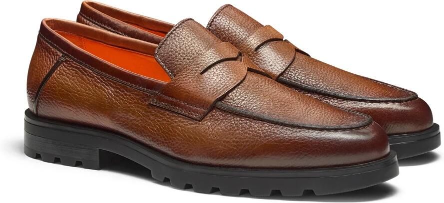 Santoni Gekreukt Leren Penny Loafer - Foto 4