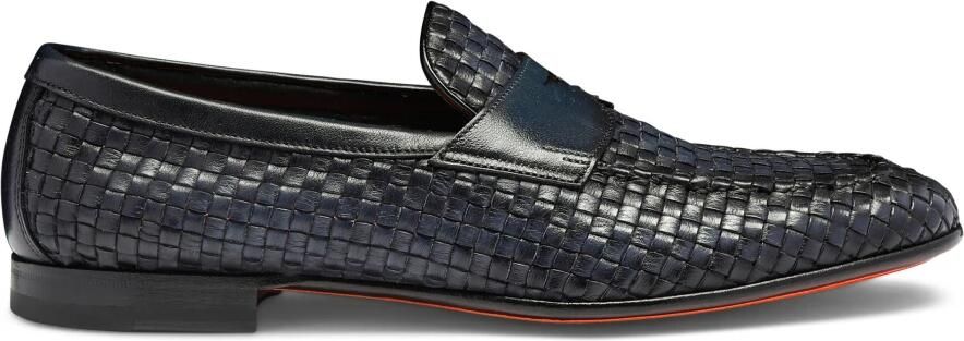Santoni Geweven leren penny loafer