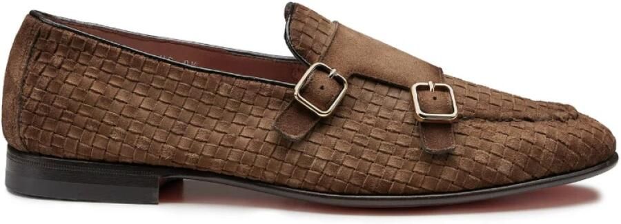 Santoni Geweven Loafers met Dubbele Gesp