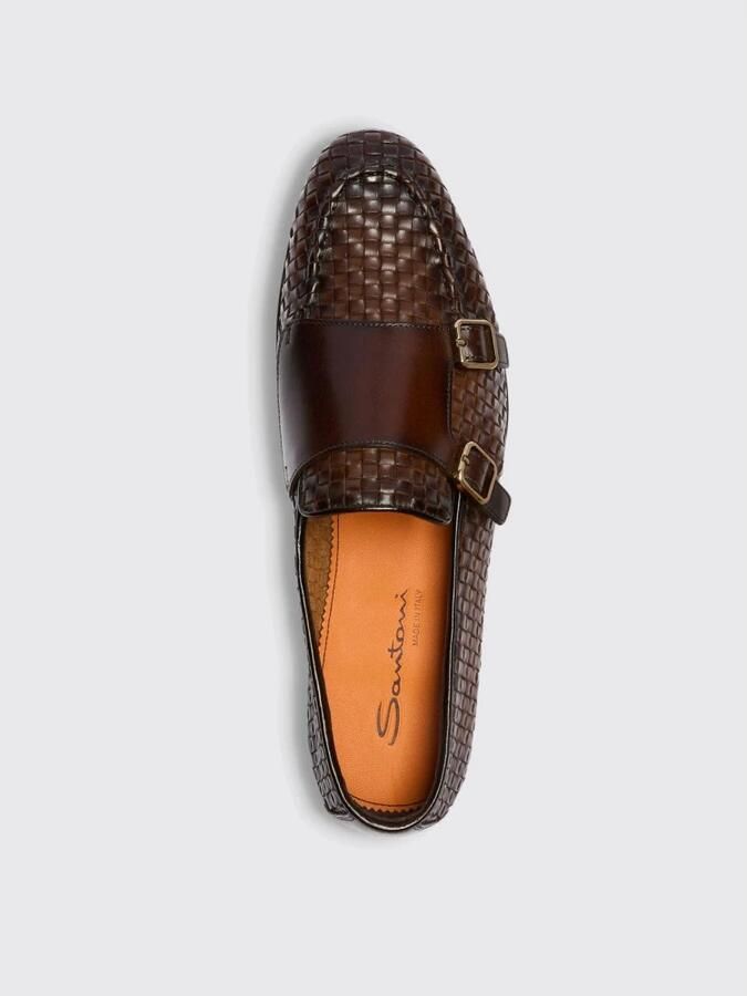 Santoni Geweven Loafers met Dubbele Monniksband