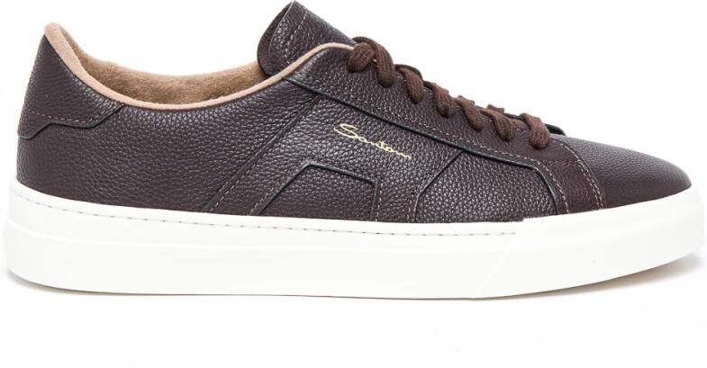 SANTONI Lage Sneakers Heren Grain Led Sneaker Leer Bruin