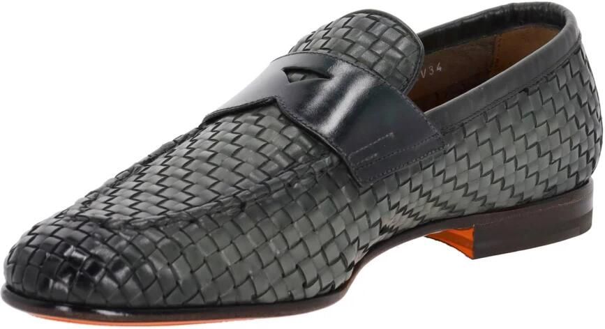 Santoni Groene platte schoenen handgeweven leer