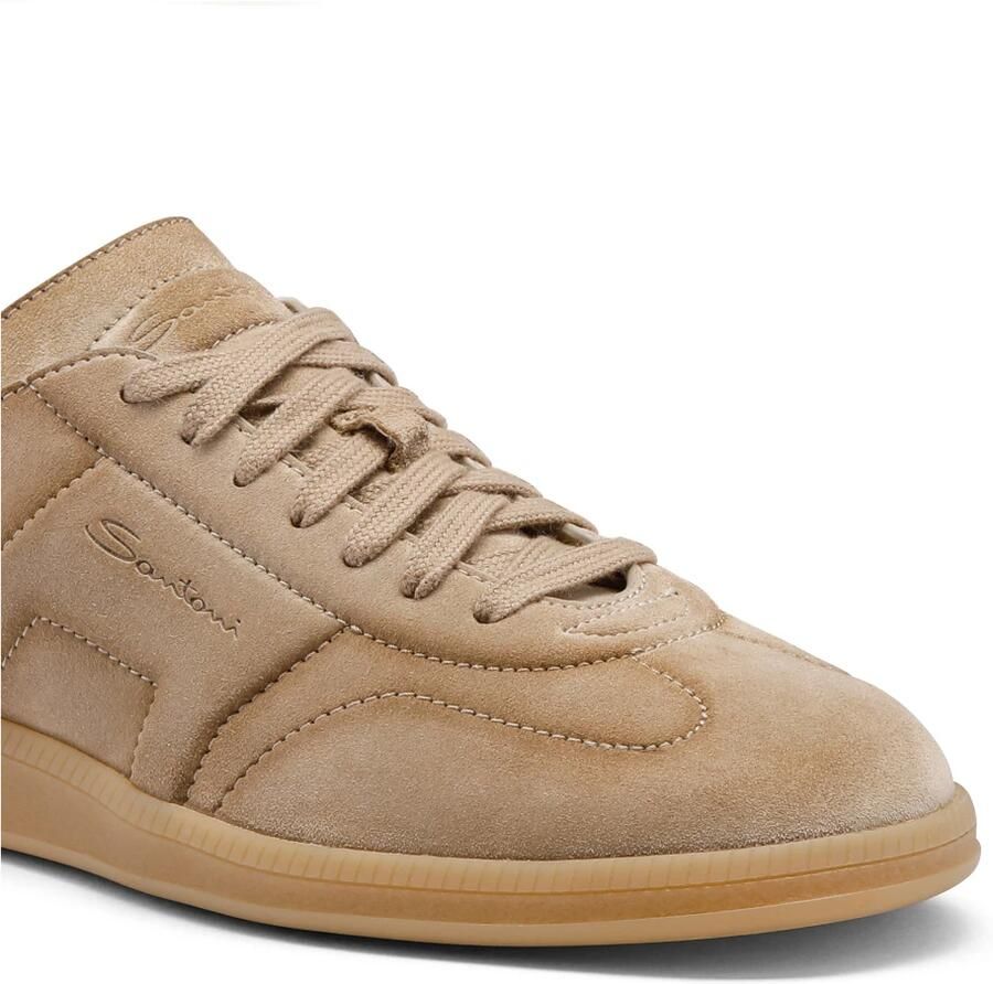 SANTONI Lage Sneakers Heren Oly Cube Suède Camel
