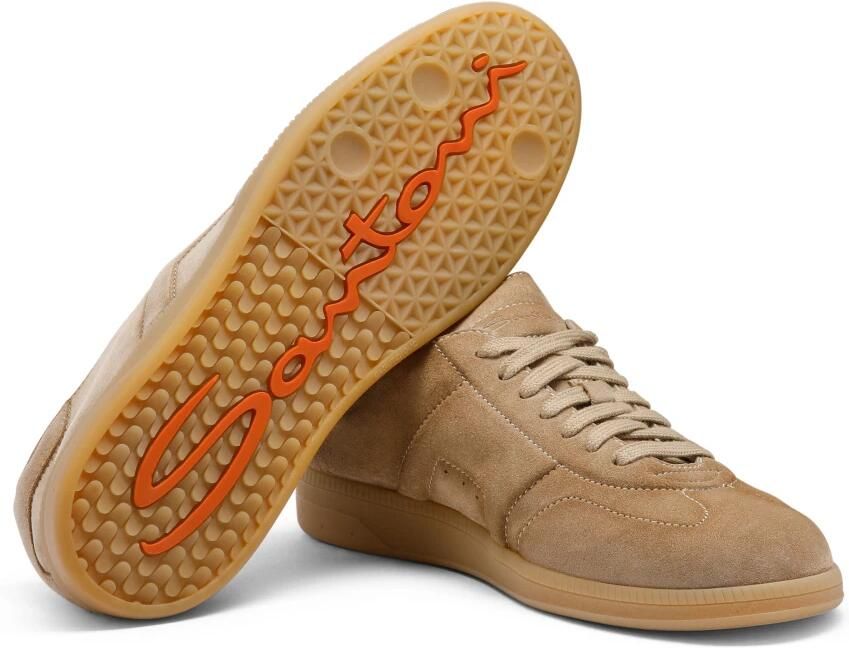 SANTONI Lage Sneakers Heren Oly Cube Suède Camel - Foto 6
