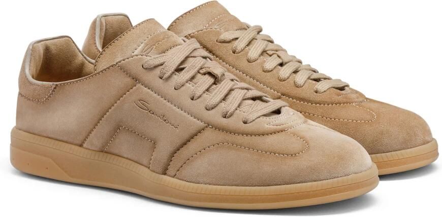 SANTONI Lage Sneakers Heren Oly Cube Suède Camel - Foto 8